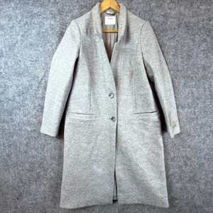 Old Navy Brushed Long Line Over Coat Womens Small Heather‎ Gray Button Front